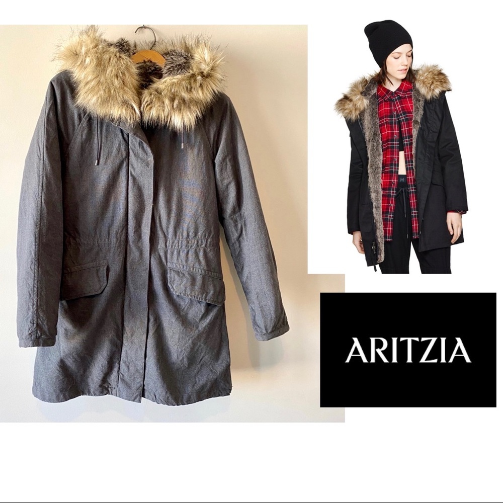 Aritzia Community “Anion” faux fur lined parka